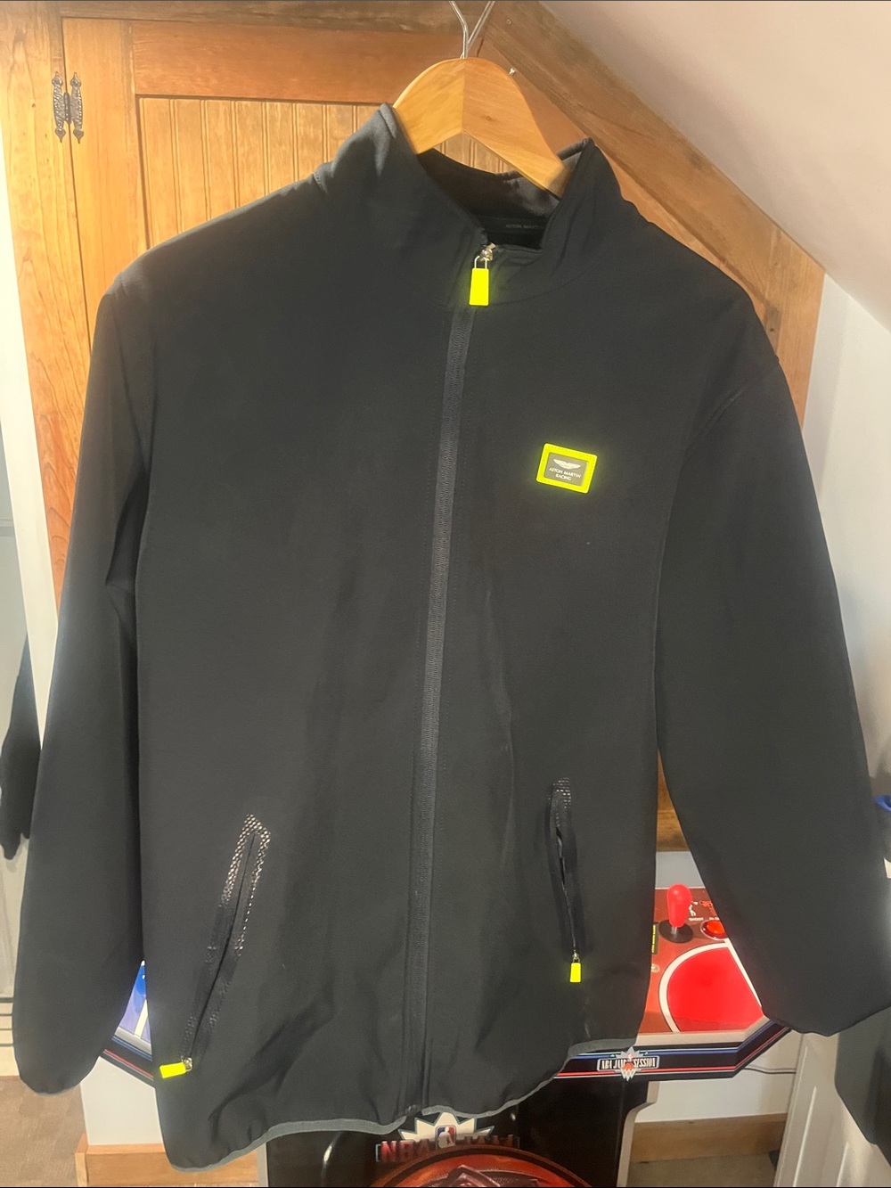 Aston Martin Softshell Rain Jacket with Neon Yellow Trim